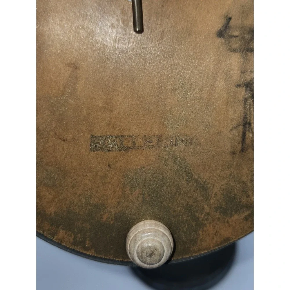 Musical Powder Box Metal Patina Blue Stone Round Footed‎ Vanity Box